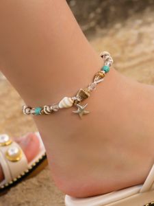 สร้อยข้อมือปลาดาวเปลือกหอยโบฮีเมียนสร้อยข้อเท้าลมชายหาดอุปกรณ์เสริมแฟชั่นสําหรับชุดลําลองทุกเพศ