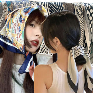 Luxury Stripe Silk Square Scarf Women Neck Tie Shawl Wrap Female 70cm Neckerchief Hair Hand Headkercheif Hijab Bandana Girl Gift