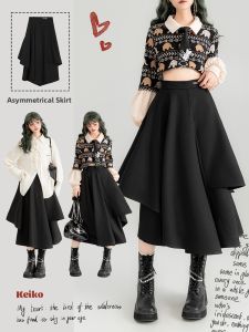 KEIKO | Chân Váy A-Line Ôm Body Kiểu Không Đối Xứng cho Nữ