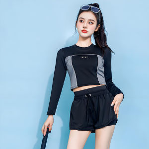 NLONKE Women Long Sleeved Skirt Style Swimsuit Fashionable Split Swimsuit Hot Summer Vacation Sun protection Swimsuit