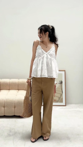 Áo 2 dây babydoll trắng thêu hoa cúc dễ thương Rumin Miều Est.2013