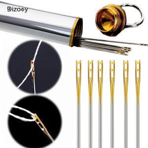 เข็มสำหรับผู้สูงวัยเกลียวสแตนเลสเข็มเย็บผ้าซ่อน12ชิ้น - รูด้านข้างเข็มเย็บผ้าซ่อนแบบ DIY