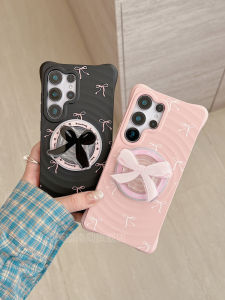 Magnetic Butterfly Knot Phone Case for Samsung S25 Ultra Edge S24 plus Pink Anti-Fall Protective Cover with Stand Cute Girl Style