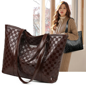 New Womens Soft Leather Floral Embossed Tote Bag Commuter Single Shoulder Casual Trendy Large Handbag Shopping Bag Shape