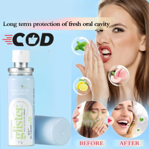 Glister Mint Oral Spray – Long-Lasting Breath Freshener & Anti-Plaque Formula | Portable 11g Pocket-Sized Spray for On-The-Go Freshness (Halal-Certified)