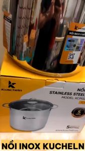 Nồi luộc gà bếp từ 5 đáy 15 lít size 30cm KUSCHELN inox 304 loại 18/10 BẢO HÀNH 24 THÁNG