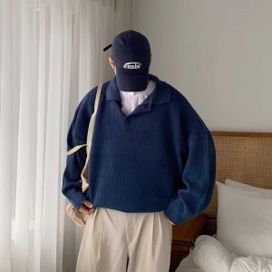 DAVID&ME | Casual Lazy Style Polo Neck Loose Knitwear Sweater