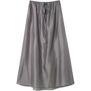 SOLWEIGE | SOLWEIGE Long Umbrella Skirt Copper Ammonia Silk Elastic Waist Rope Design Transparent Overlap City Commute Womens Skirt