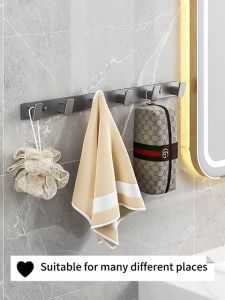 YT Upgrade Extra Thick Hook Aluminum Hook No Drilling/Drilling Row Hook Hook For Bathroom Kitchen Balcony