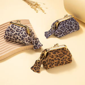 Simple Simple Style Leopard Printed Genuine Leather Coin Purse Made of Soft Cowhide Material Convenient Storage Lipstick and Coins