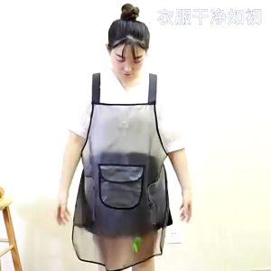 Apron PVC Waterproof Oil Resistant Transparent Apron Kitchen Restaurant Bar Shop Work Uniform Coffee