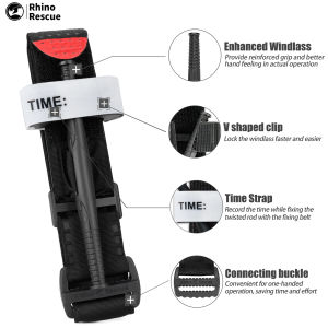 Rhino Rescue Tourniquet Hemostatic Control Single-Handed Application for Camping Hiking First Aid Tourniquets 95cm Black