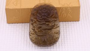 Mặt dây chuyền rồng 4 cm x 6 cm ( size XXL ) đá obsidian kèm vòng cổ hạt chuỗi đá đen - mặt dây chuyền phong thủy mặt tượng rồng