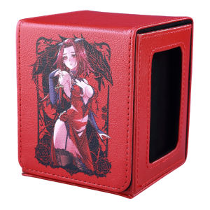 Black Rose Dragon ​Trading Card Storage Deck Box with Display Window Holds 120+ Cards Magnetic PU for YGO PTCG TCGMTG​