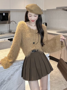 Ladies Knitted Long Sleeve Tassel Sweater Shoulder Bared Lazy Style Autumn Winter New Arrival Loose Slimming High End Feeling Top