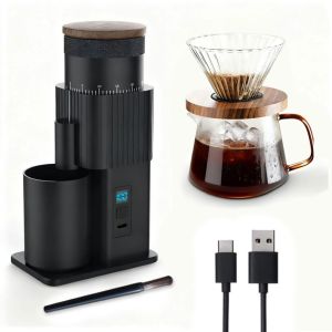 Portable Electric Coffee Grinder – Aluminum Coffee Bean Grinder 420 Steel Blade Travel Grinder Home/Camping Burr/Manual Ready