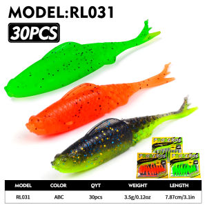 PROBEROS 3D Vảy Cá Nhựa Mềm Dụ 30 Chiếc Nĩa Đuôi Swimbait Silicone Shad Mồi Cho Bass Nước Mặn Câu Cá