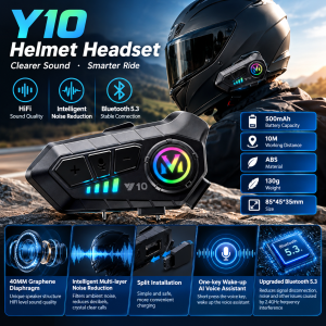 [Vodool Home Mall] BT 5.3 Headphone Speakers Smart Noise Reduction Motorcycle Helmet BT Headset HiFi Level Sound Quality for ATV/Snowmobile/Ski