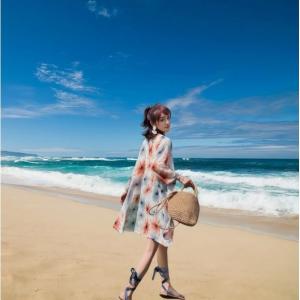 Beachwear Cover up Long Sleeve UV Protection Shirt Womens Fashionable Sunscreen Clothing Straight Cut Long Pants Wool Blend