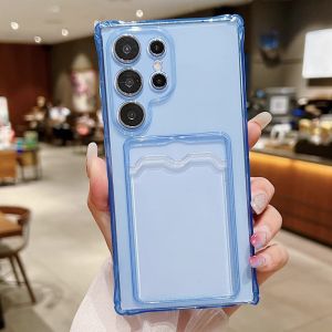 Clear Wallet Gel TPU Shockproof Case For Samsung Galaxy S24 S23 S22 S21 S20 FE Plus Ultra A55 A35 5G A15 A16 A06 A25 A05 A05s A14 A24 A34 4G A54 A52 A72 A13 A33 A53 A73 A23 A10 A22 A71 A20 A30 A50 s With Card Slot Holder Transparent Cell Phone Case Cover