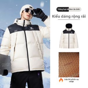 CAMEL | Áo Khoác Lông vũ Nam Có Mũ Dày Chống Thấm Nước Chống Gió Ấm Áp