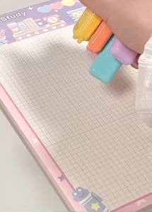 4/5/6 Set Highlighter Mini Cute Bear Fluorescent Pen Painting Art Marker Pen School Supplies