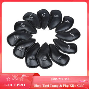 Bọc đầu gậy golf cover gậy sắt da PU chống trầy xước bụi bẩn set 12 chiếc