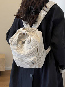 Casual กํามะหยี่กระเป๋าสะพายคู่สําหรับผู้หญิงนักเรียน Campus สไตล์สีซิปปิดขนาดเล็กกระเป๋าเป้สะพายหลังรูปสี่เหลี่ยม