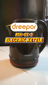 Dreepor Electric Kettle Black 2 Liter Capacity Safe to Touch Aesthetic Sleek Minimalist 1500W