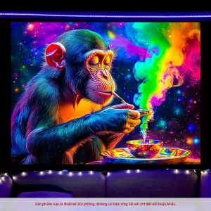 VIKAMA Rainbow Smoke Gorilla Long Lanh Tấm Thảm Trang Trí Tường Điểm Nhấn Hình Ảnh Sáng Tạo Cho Phòng Khách Phòng Ngủ Lối Vào Polyester