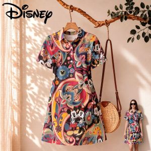 Disney | Womens Disney Mickey Mouse Print Polo Collar Dress Anime A-line Mini Dress Woman Clothing Minnie Fashion Streetwear 2026 New