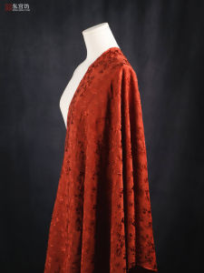 Vải Thêu Họa Tiết Hoa Mới Phong Cách Trung Hoa Màu Nâu Đỏ Nhạt Bóng Nhỏ Vải Hanfu Cho Váy Thiết Kế Đồ Thủ Công DIY