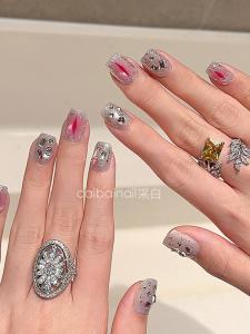 Pink Devils Eye Trendy Wearable Nail Art Short Design New Year 2024 Autumn Winter High-End Feeling False Nails from China
