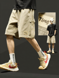 SZON | Mens Summer Retro Khaki Casual Cargo Shorts
