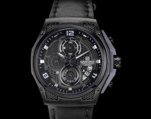 Naviforce 8051l giải trí thời trang Nam Đồng hồ thạch anh không thấm nước phát sáng có ngày tháng con trỏ Hợp kim kẽm trường hợp dây da mặt đồng hồ tròn nam thiết kế Chronograph
