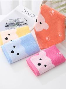 3-Pack Pure Cotton Square Towels with Hanging Rope for Face Washing Nursery Baby Can Embroider Name Cute Cartoon Design