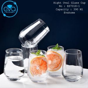 Bộ 6 Ly Uống Nước Thuỷ Tinh Oval Lỡ ES7018-1 Hight Oval Glass Cup 390Ml