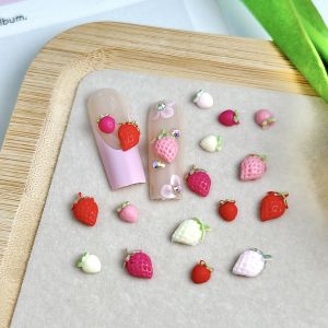 50PCS Creative Realistic Resin Strawberry Nail Art Decorations 3D Mutiple Colors Kawaii Strawberry Nail Charms Accessories DIY