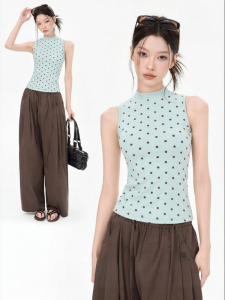 iiiamx | Slim Fit Peppermint Green Polka Dot Camisole