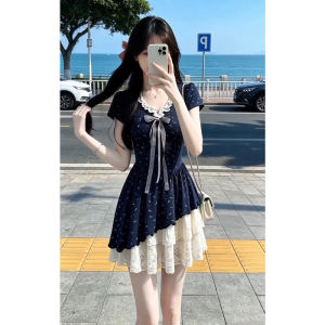 HUAYILING | French Style Charming Floral Dress