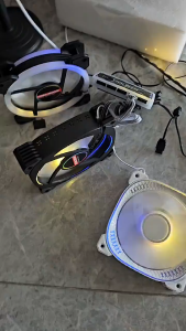 พัดลมคอม พัดลมPC รีโมทไฟRGB ควบคุมไฟด้วยรีโมท ควบคุมไฟด้วยเสียง กล่องควบคุมไฟRGB คอม มี2 แบบ