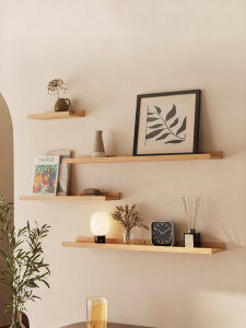 ZHUSHANXIA | Japanese Wooden Style Wall Hanging Shelf