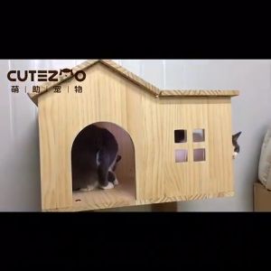 Cat Cabinet Solid Wood Indoor Cat Villa People-pet Shared TV Cabinet Double-layer Cat Cage Cat House Showcase