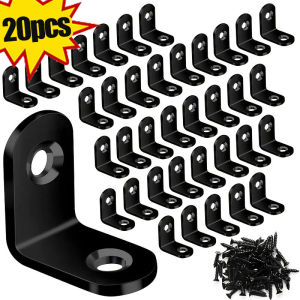 YESPERY 20pcs L Bracket Corner Bracket Set Metal L Brackets For Shelves Wood Furniture Cabinets Chairs Drawers With Screws