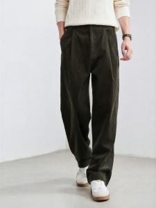 MIANXIANSHENG | Heavy Cotton Corduroy Straight Casual Trousers