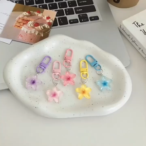 Colorful Cherry Blossom Keychain Transparent Small Flower Key Pendant Bag Hanging Decoration