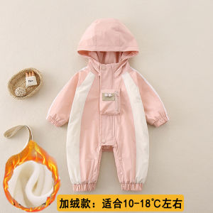 Adorable Baby Girl Outfit Fleece Lined Romper Autumn Winter Clothes Korean Style Polyester Fiber Long Sleeve with Hat