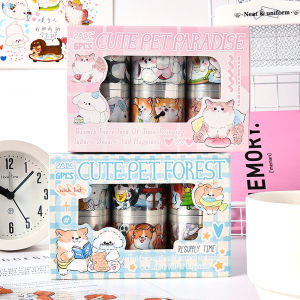 6 rolls of cute pet pattern tape set suitable for DIY photo frames diaries gift box packaging exquisite decorative supplies