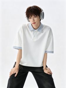 OULUDE | American Plaid Polo T-Shirt Casual Loose Fit Retro Trendy