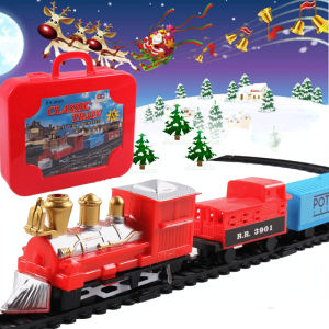 Christmas Train Toy Children Small Simulation Track Power Train Set Electric Light Music Kid Gift Harmony